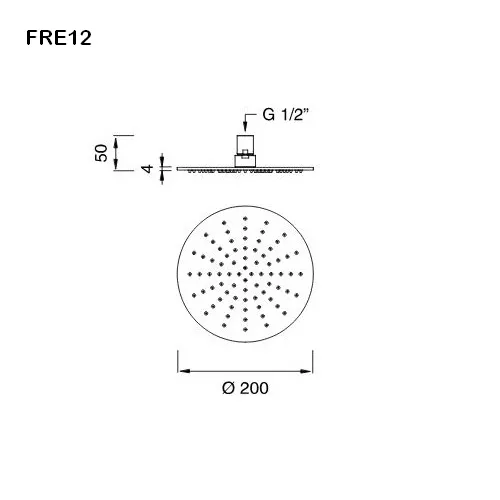 cea FRE 12 runde Kopfbrause, slim, D:200mm, edelstahl satiniert-FRE12S