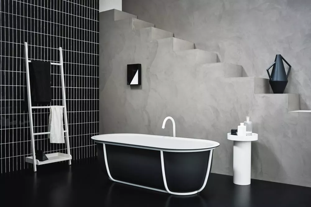 Agape CUNA freistehende Badewanne aus Solid Surface, Breite: 165,5cm, Tiefe: 78,5cm, Höhe: 52cm, inklusive Ablaufgarnitur, Gestell aus rostfreiem Stahl in weiß matt, Wanneninnenraum weiß matt, außen dunkelgrau - AVAS1079ZGZ Agape CUNA freistehende Badewanne aus Solid Surface, Breite: 165,5cm, Tiefe: 78,5cm, Höhe: 52cm, inklusive Ablaufgarnitur, Gestell aus rostfreiem Stahl in weiß matt, Wanneninnenraum weiß matt, außen dunkelgrau - AVAS1079ZGZ