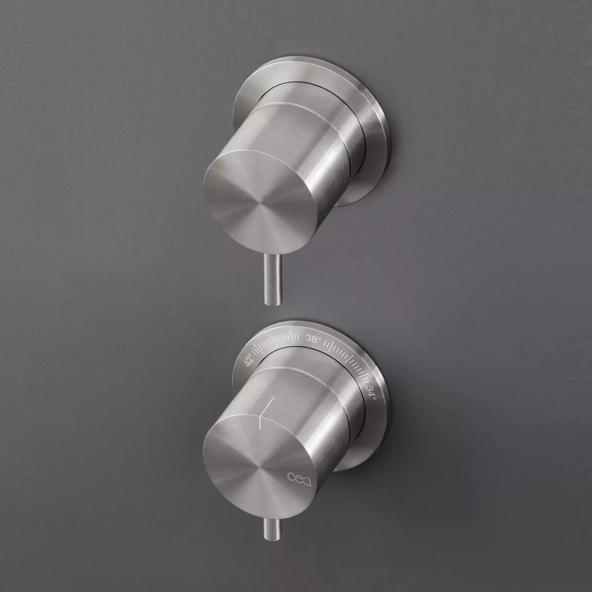 cea MIL 61 Wand-Thermostat mit 1 Absperrventil, edelstahl satiniert-MIL61S