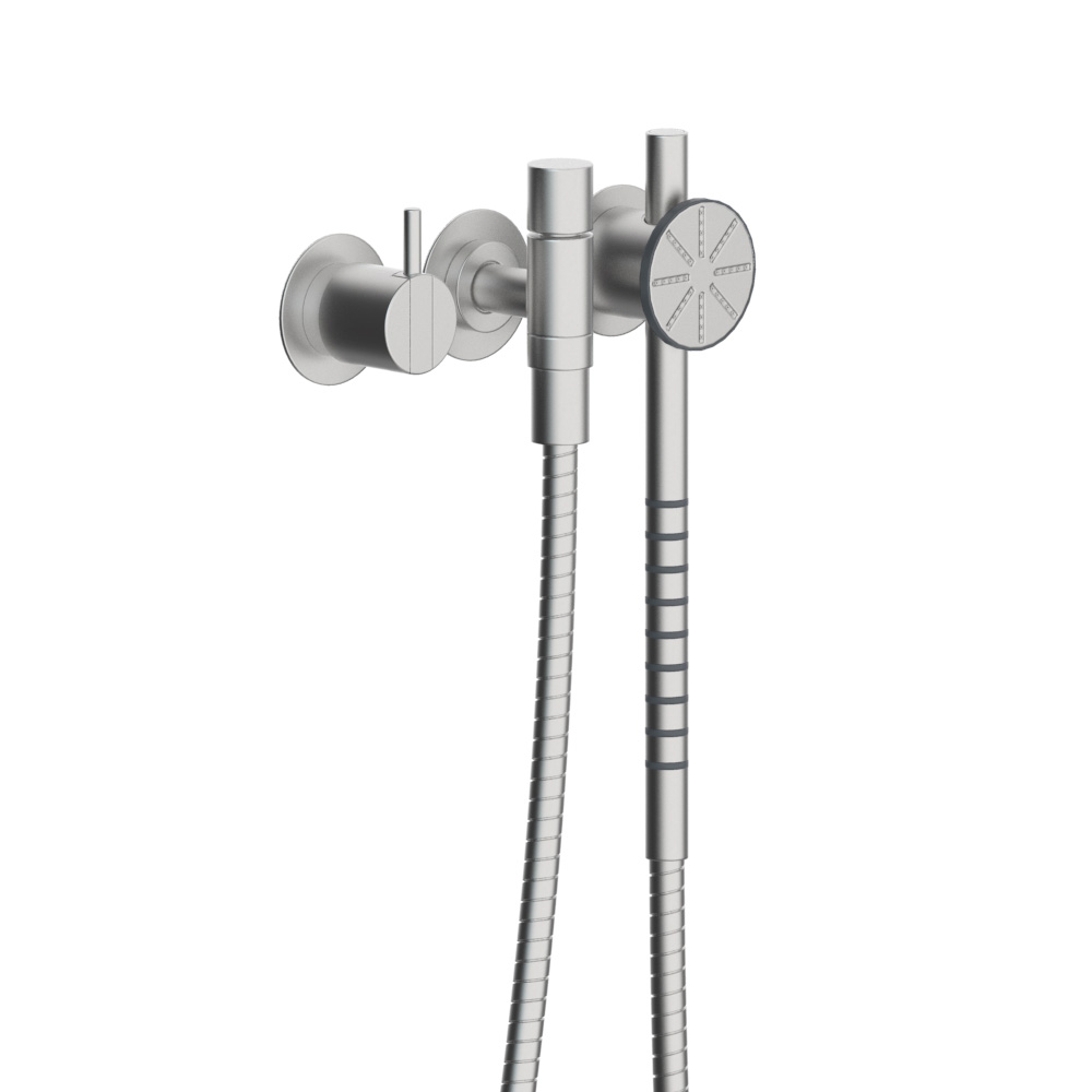 vola 2171S Unterputz-Brause-Einhebelmischer mit Rundkopf-Handbrause, Hebel:25mm, edelstahl-2171S-40