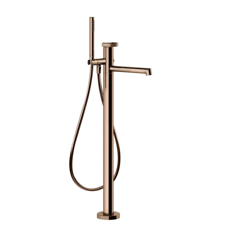 Gessi ANELLO Außenteil für freistehenden Wannenmischer mit Auslauf, Ausladung: 260mm, mit automatischem 2-Wege-Umsteller zum Ziehen, Schlauch 1,50m, Brausehalter und Antikalk-Handbrause, kupfer PVD - 63328030 Gessi ANELLO Außenteil für freistehenden Wannenmischer mit Auslauf, Ausladung: 260mm, mit automatischem 2-Wege-Umsteller zum Ziehen, Schlauch 1,50m, Brausehalter und Antikalk-Handbrause, kupfer PVD - 63328030