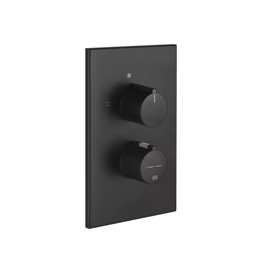 Gessi EMPORIO Fertigmontageset für Thermostat zur Wandmontage, 1-Weg, mit rechteckiger Platte, Thermostatkartusche, Filter, Vorabsperrung und Rückflussverhinderer, schwarz matt - 38792299