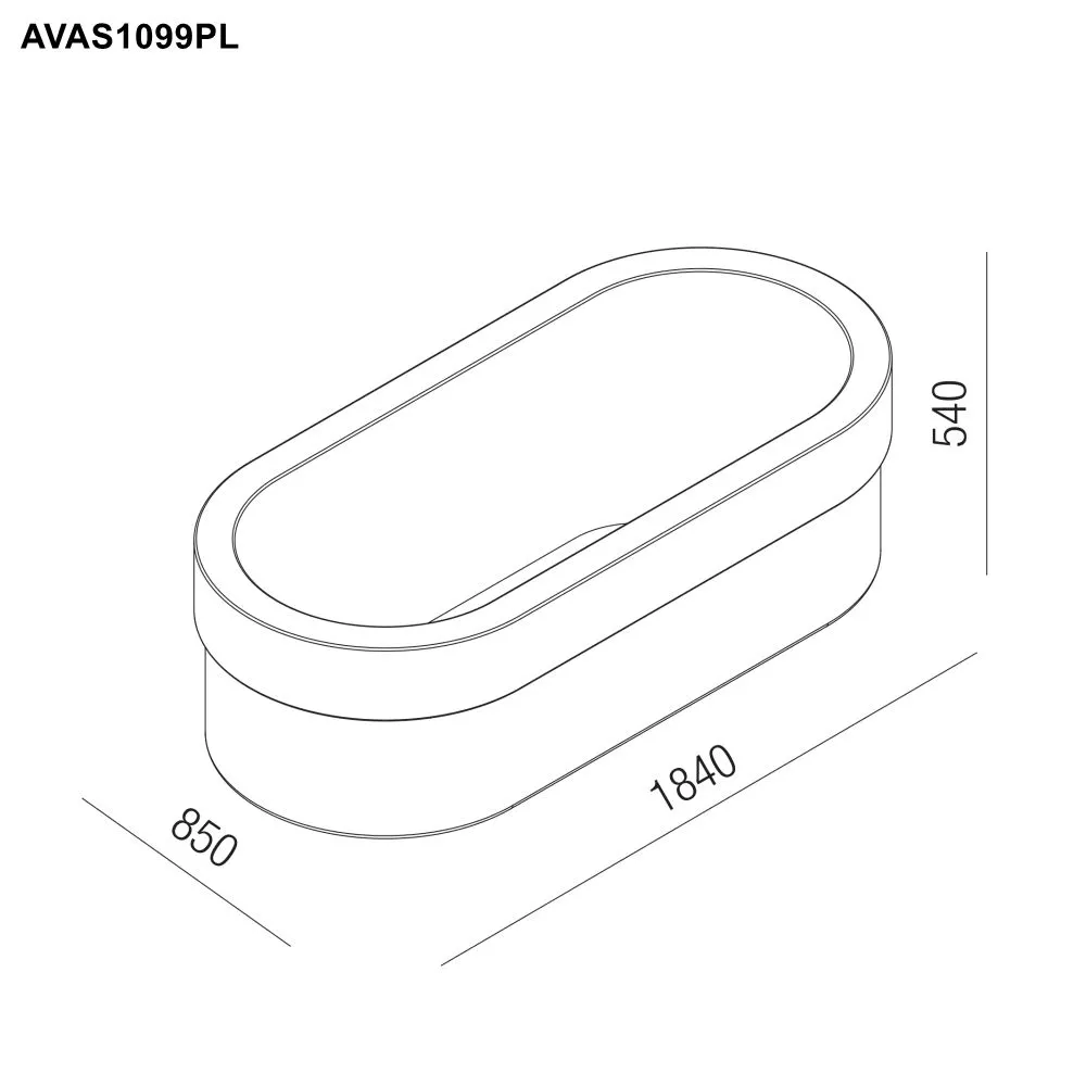 Agape CENOTE LAVA freistehende Badewanne aus Vulkangestein, Breite: 184cm, Tiefe: 85cm, Höhe: 54cm, innen poliert, pietra lavica - AVAS1099PL