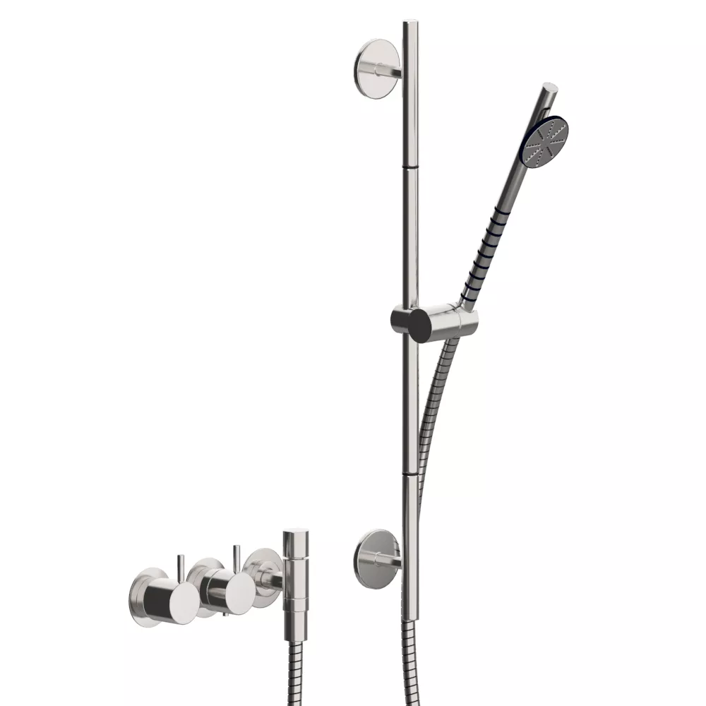 vola 5171S-T65 Unterputz-Brause-Thermostat mit Mengenregulierung und Brausegarnitur T65, Hebel:25mm, chrom-5171S-T65-16