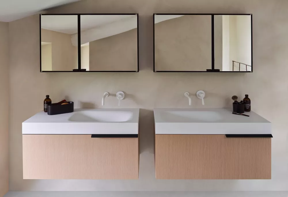 Agape 815 rechteckiges Wandbecken aus Cristalplant®, Breite: 80cm, Tiefe: 42,8cm, Höhe: 10cm, Becken links, mit 1 Hahnloch mittig, weiß matt - ACER0815084SCZ