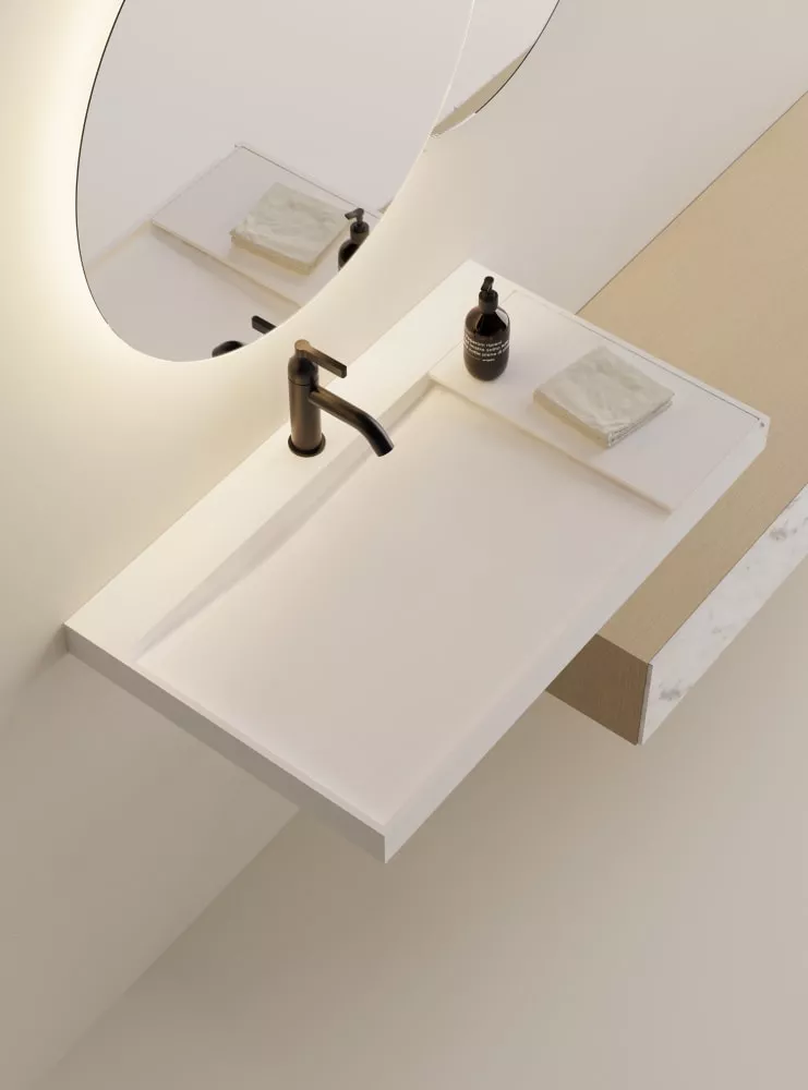 Agape Ablage für LITORALE Waschtisch aus Solid Surface, Breite: 20cm, Tiefe: 39,8cm, Höhe: 0,8cm, weiß matt - ACOM2039SS Agape Ablage für LITORALE Waschtisch aus Solid Surface, Breite: 20cm, Tiefe: 39,8cm, Höhe: 0,8cm, weiß matt - ACOM2039SS