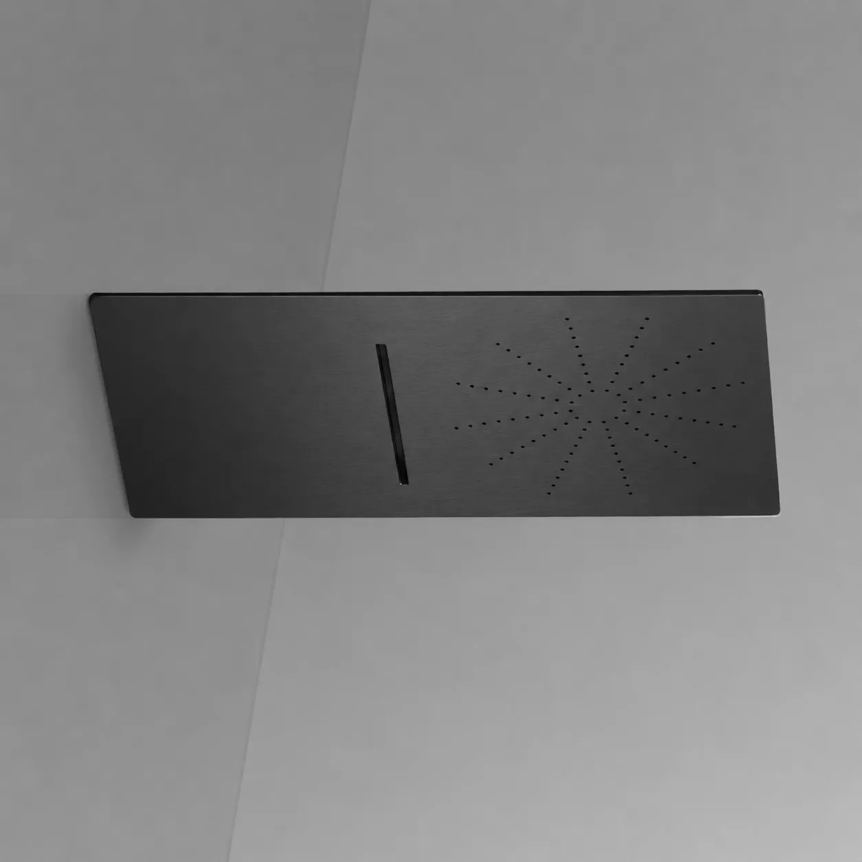 cea FRE294 2-Wege-Kopfbrause mit Regenstrahl und Wasserfallstrahl, Breite: 30cm, Tiefe: 55cm, black diamond satiniert - FRE294KDS