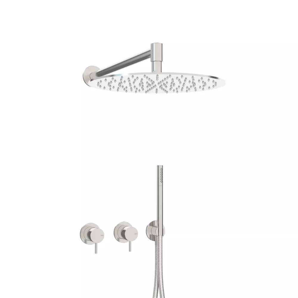 ceadesign MILO360 Wand-Brause-Doppel-Eingriffmischer mit Stabhandbrause und Wandregenbrause FRE35, edelstahl satiniert