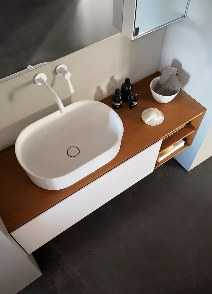 Agape IMMERSION Aufsatzbecken aus Cristalplant®, Breite: 60cm, Tiefe: 40cm, Höhe: 17cm, inklusive Ablaufgarnitur, weiß matt - ACER0708PZZ