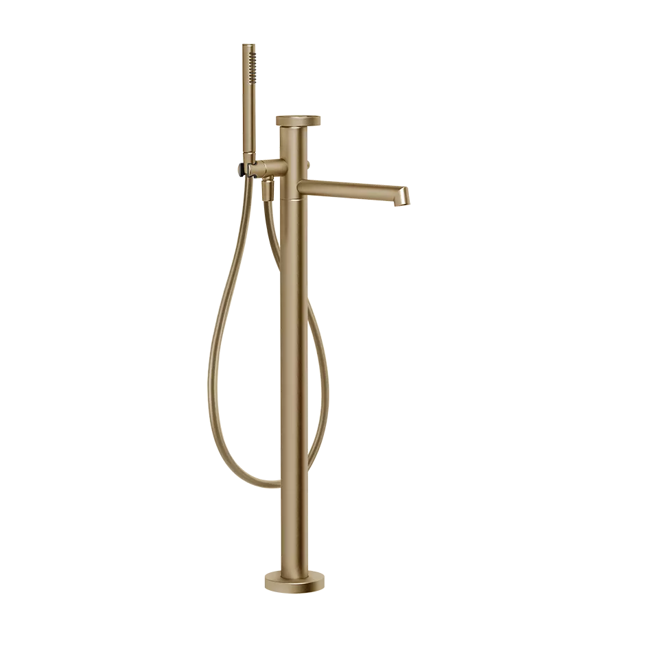 Gessi ANELLO Außenteil für freistehenden Wannenmischer mit Auslauf, Ausladung: 260mm, mit automatischem 2-Wege-Umsteller zum Ziehen, Schlauch 1,50m, Brausehalter und Antikalk-Handbrause, warmes bronze gebürstet PVD - 63328726 Gessi ANELLO Außenteil für freistehenden Wannenmischer mit Auslauf, Ausladung: 260mm, mit automatischem 2-Wege-Umsteller zum Ziehen, Schlauch 1,50m, Brausehalter und Antikalk-Handbrause, warmes bronze gebürstet PVD - 63328726