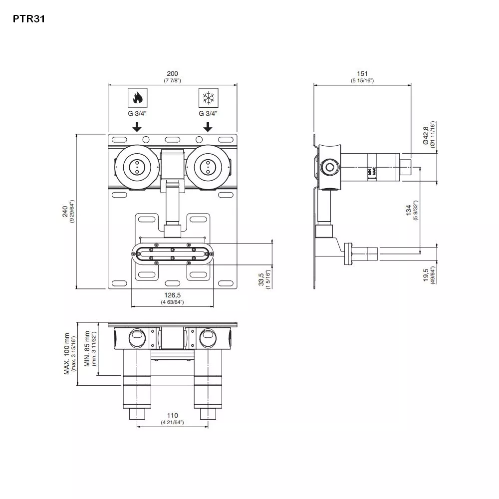 cea Unterputz-Einbauteil-PTR31