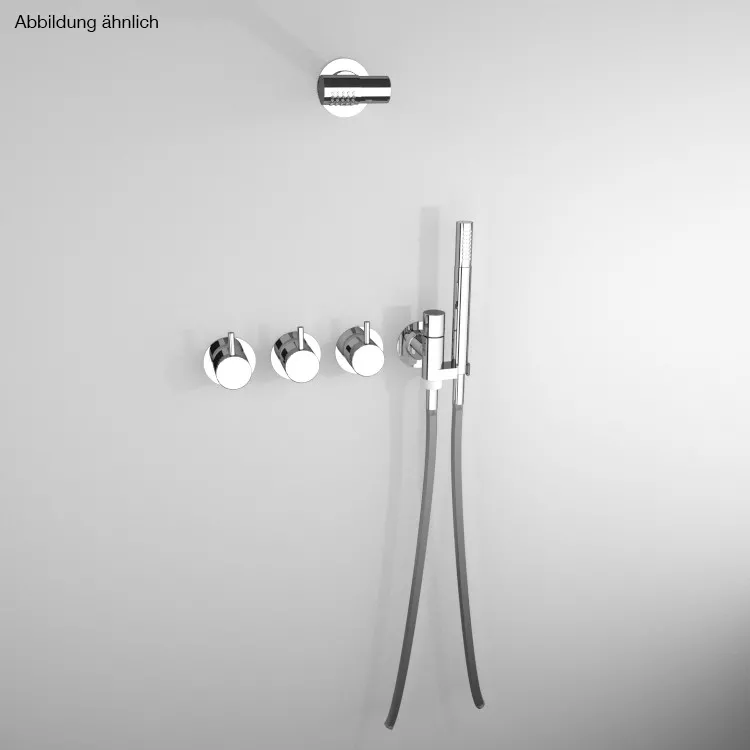 vola 871R-081 Unterputz-Brause-Zweigriffmischer mit 2-Wege-Umstellung mit Wand-Kopfbrause 080, Hebel:25mm, chrom-871R-081-16