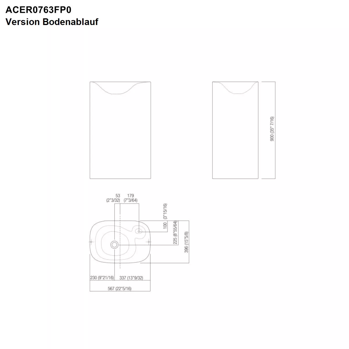 Agape NIVIS freistehender Waschtisch aus Naturstein mit Bodenablauf, Breite: 56,7cm, Tiefe: 39,6cm, Höhe: 90cm, bianco carrara - ACER0763FM0MC