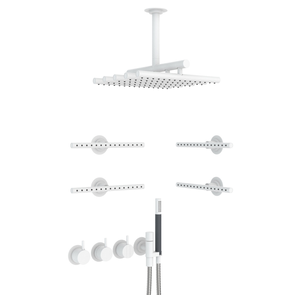 vola Combi-8 Unterputz-Brause-Thermostat mit 3-Wege-Umstellung, Hebel:25mm, weiß matt-Combi-8-28