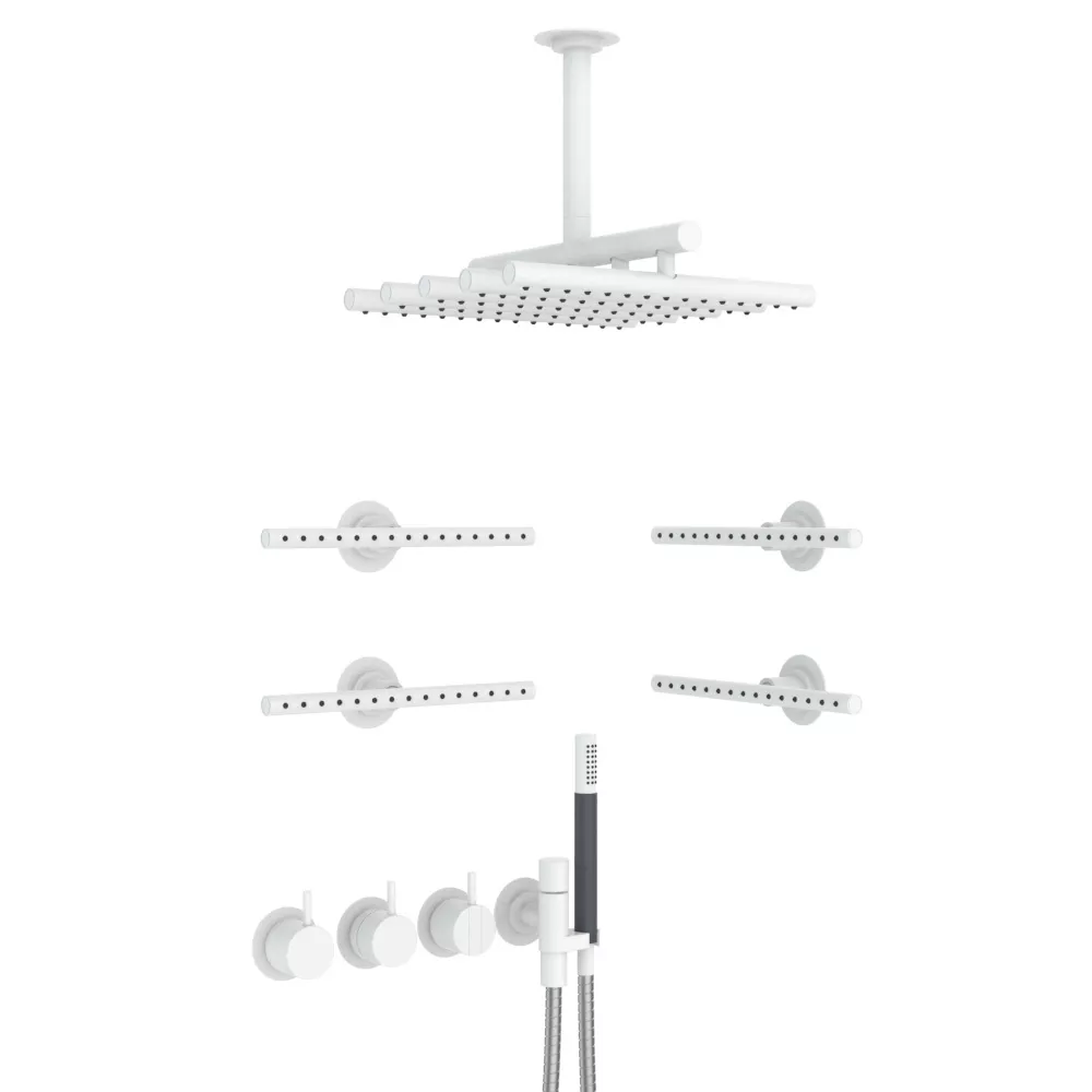 vola Combi-8 Unterputz-Brause-Thermostat mit 3-Wege-Umstellung, Hebel:25mm, weiß matt-Combi-8-28