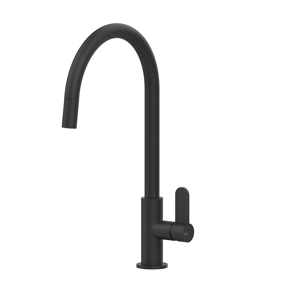Gessi HELIUM Einhebelmischer mit Schwenkarm und Auszugsbrause mit 1 Strahlfunktion, schwarz matt - 60077299