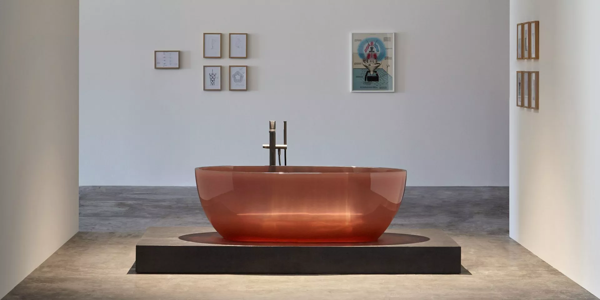 antoniolupi REFLEX freistehende Badewanne aus Cristalmood®, 167x86x53cm, ginger, Ablaufgarnitur chrom-REFLEXLU_GINGER