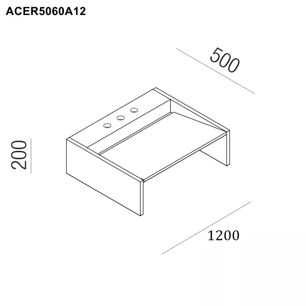 Agape FACE À FACE rechteckiges Aufsatzbecken aus Naturstein mit 3 Hahnlöchern, Breite: 120cm, Tiefe: 50cm, Höhe: 20cm, bianco carrara - ACER5060A12-3MC