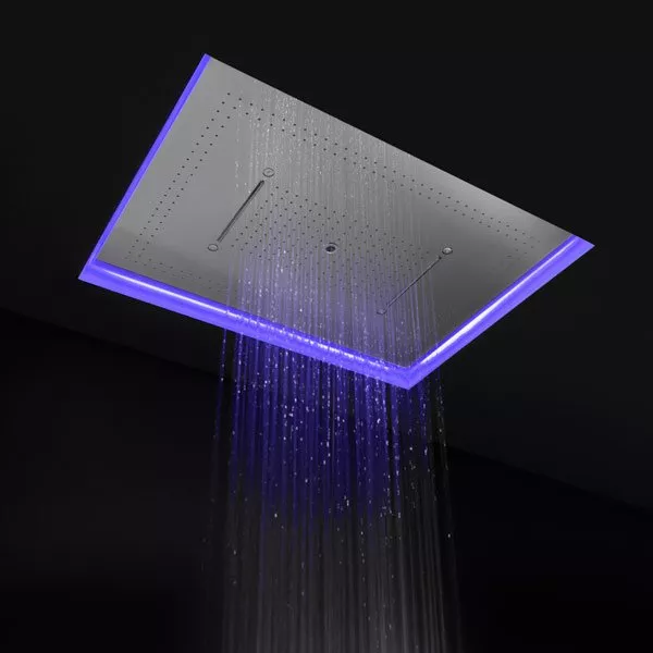 antoniolupi METEO XXL Decken-Einbaukopfbrause mit Wasserfall mit LED, edelstahl poliert/weiß-METEOXXL_BAL