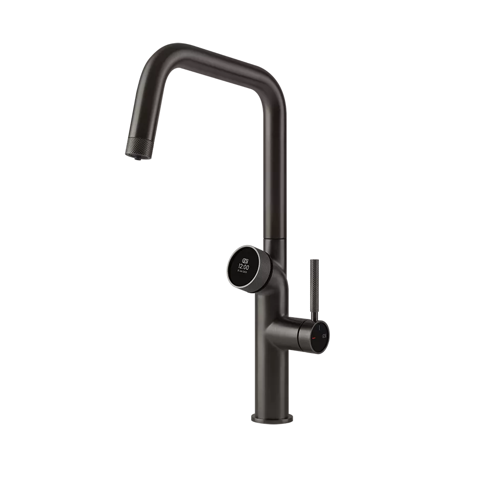 Gessi VITA GESSI Multifunktionsspender mit digitalem Wahlschalter und Einhebelmischer mit schwenkbarem Auslauf, zu kombinieren mit Kühleinheit 60802 und/oder Heißwassereinheit 60806, metall schwarz gebürstet PVD - 60721707