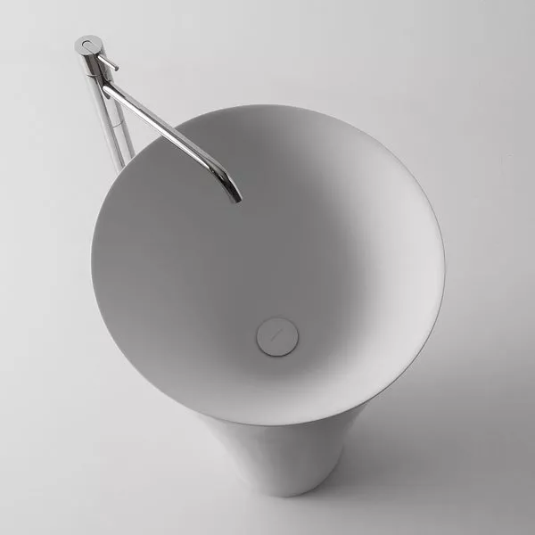 antoniolupi TUBAMOOD freistehendes Waschbecken, D:50,4cm, H:90cm, weiß matt, Ablaufgarnitur weiß matt-TUBAMOOD