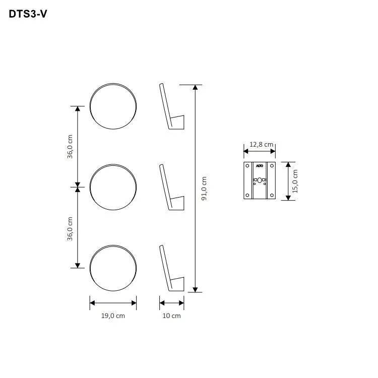 Tubes Radiatori DOTS elektrischer Handtuchwärmer, 3 Elemente, inklusive Einbauteil und Transformator-DTS3#9005-V-KIT-INC Tubes Radiatori DOTS elektrischer Handtuchwärmer, 3 Elemente, inklusive Einbauteil und Transformator-DTS3#9005-V-KIT-INC
