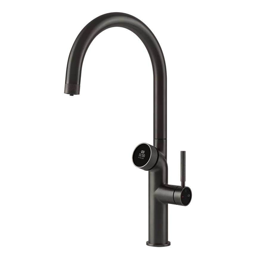 Gessi VITA GESSI Multifunktionsspender mit digitalem Wahlschalter und Einhebelmischer mit schwenkbarem Auslauf, zu kombinieren mit Kühleinheit 60802 und/oder Heißwassereinheit 60806, metall schwarz gebürstet PVD - 60720707