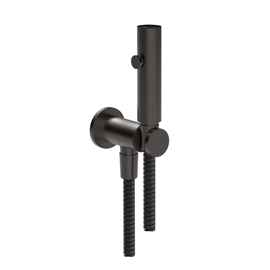 Gessi ANELLO Hygiene-Shut-Off-Handbrause mit Brausehalter zur Wandmontage, 1-Strahl, mit Wandanschlussbogen, 1/2 Anschluss, metall schwarz gebürstet PVD - 45123707 Gessi ANELLO Hygiene-Shut-Off-Handbrause mit Brausehalter zur Wandmontage, 1-Strahl, mit Wandanschlussbogen, 1/2 Anschluss, metall schwarz gebürstet PVD - 45123707