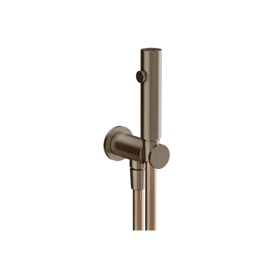 Gessi ANELLO WC-Reinigungsbrause mit Brausehalter zur Wandmontage, 1-Strahl, mit Wandanschlussbogen, 1/2 Anschluss, coffee bronze gebürstet PVD - 45121761