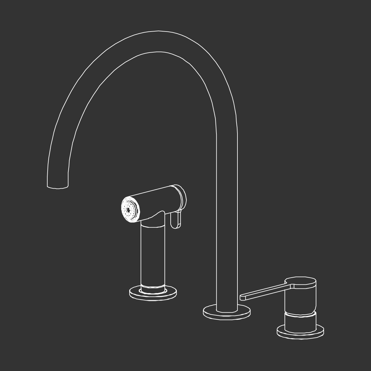 ceadesign INNOVO Dreilocharmatur mit schwenkbarem Auslauf und herausziehbarer Handbrause, Ausladung: 230mm, automatischer Umsteller, edelstahl satiniert-INV95S