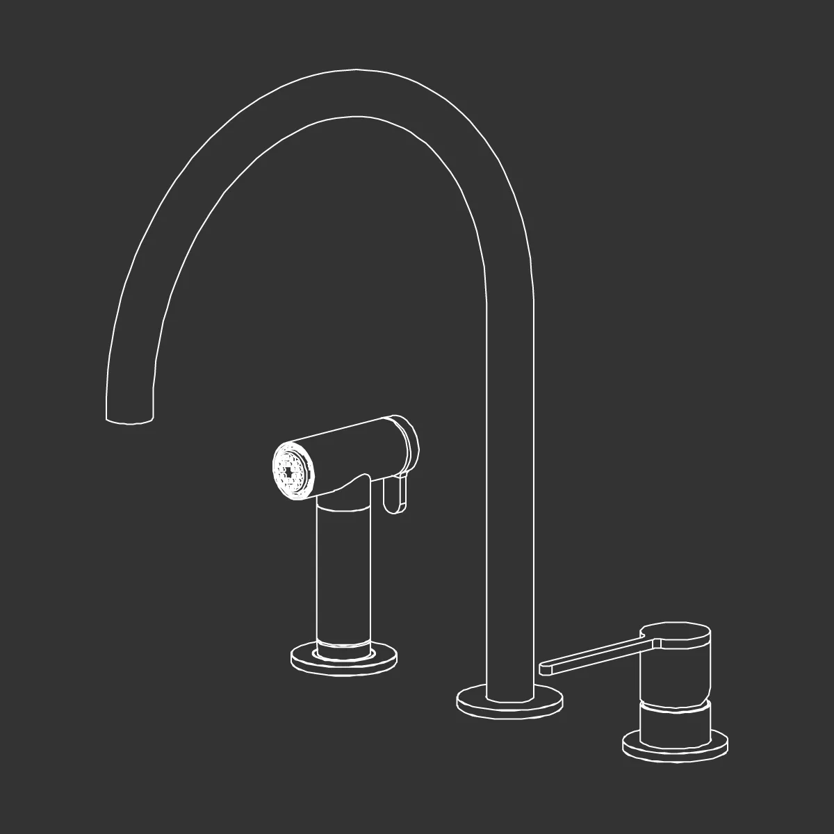 ceadesign INNOVO Dreilocharmatur mit schwenkbarem Auslauf und herausziehbarer Handbrause, Ausladung: 230mm, automatischer Umsteller, edelstahl satiniert-INV95S