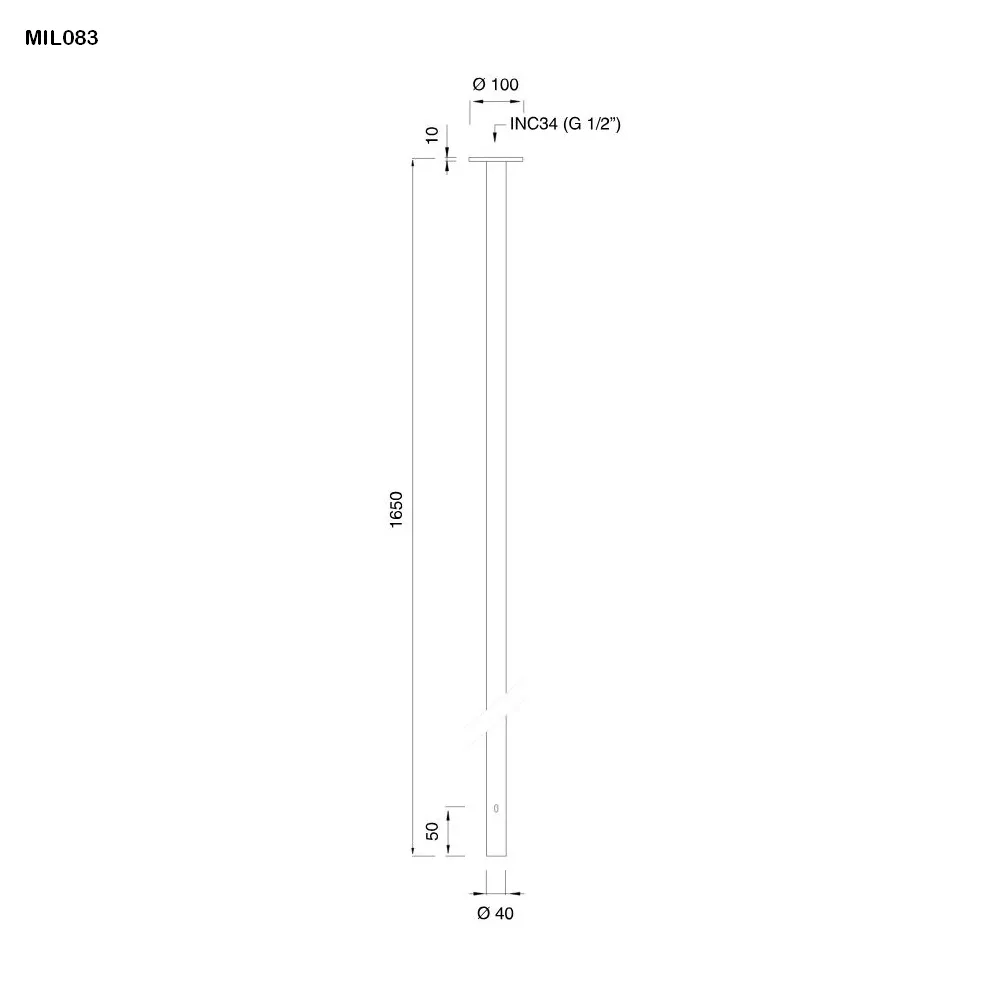 cea MIL 83 berührungsloser Decken-Auslauf mit Remote-Temperaturregulierung, H:1650mm, edelstahl satiniert-MIL083S