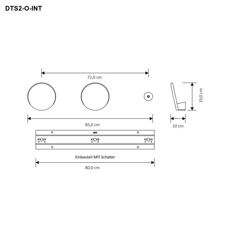 Tubes Radiatori DOTS elektrischer Handtuchwärmer, 2 Elemente, inklusive Einbauteil und Transformator-DTS2#9005-O-KIT-INC-INT