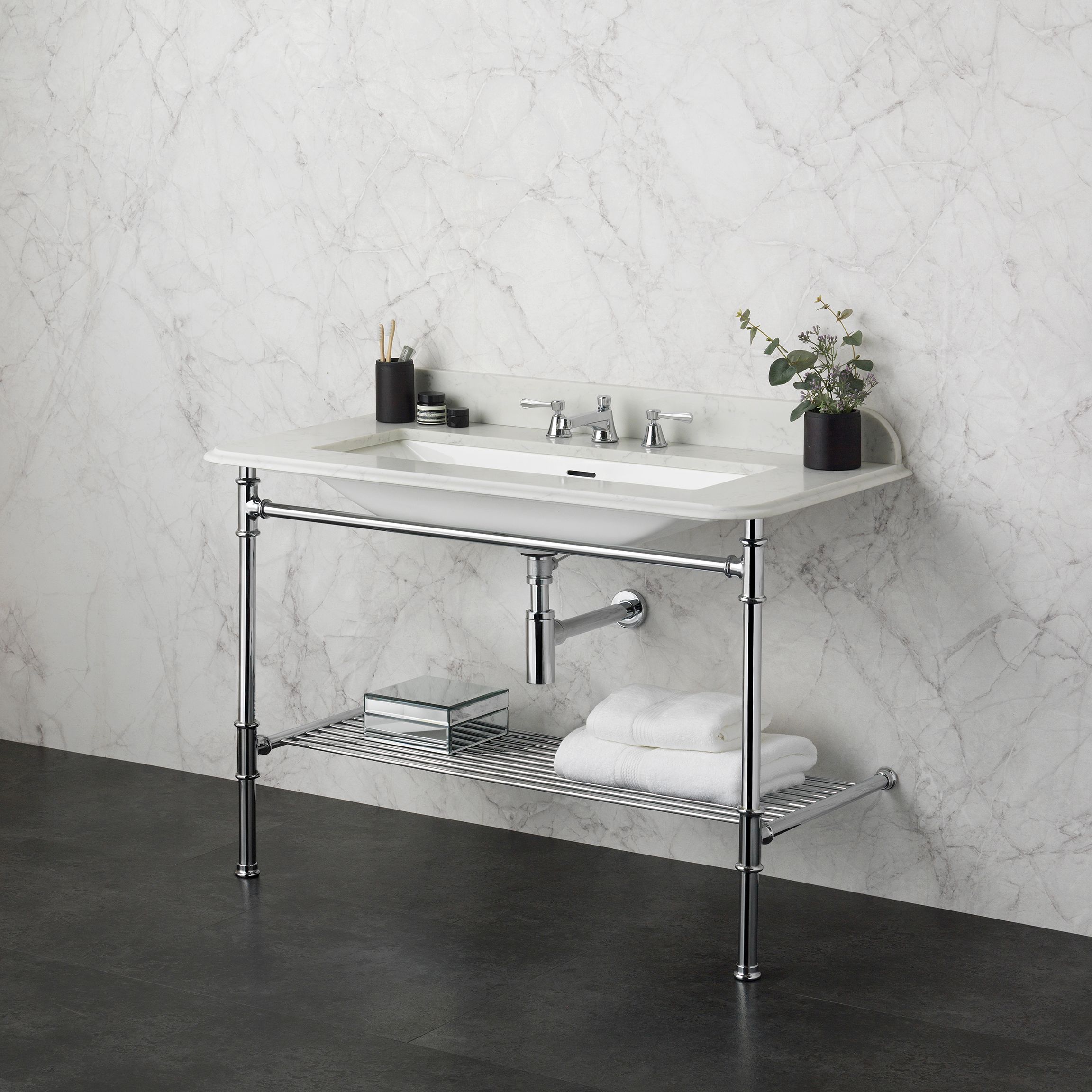 victoria + albert METALLO 113 Waschbeckenständer mit Waschbecken-MET-113-QWH-3TH-PC