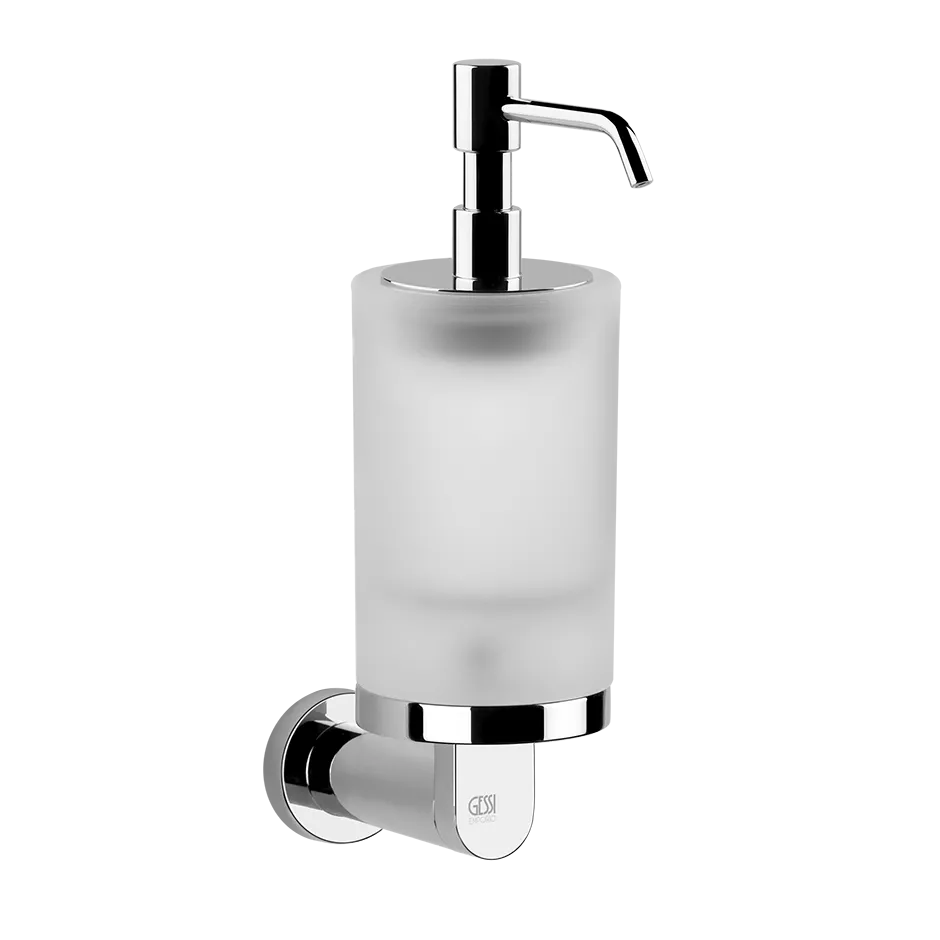 Gessi EMPORIO Seifenspender mit Becher aus satiniertem Glas zur Wandmontage, chrom - 38815031 Gessi EMPORIO Seifenspender mit Becher aus satiniertem Glas zur Wandmontage, chrom - 38815031