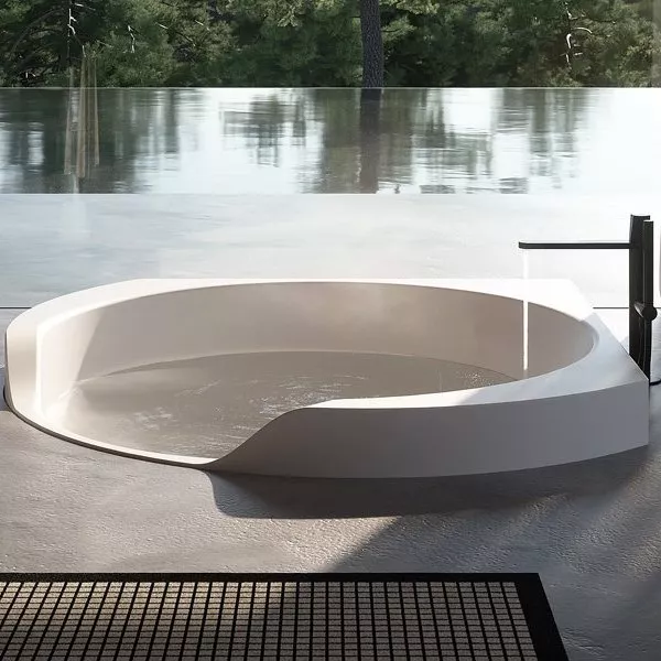 antoniolupi OFURO Einbau- oder freistehende Badewanne aus Flumood®, Breite: 167,5cm, Tiefe: 167,5cm, Höhe: 68,5cm, weiß matt-OFURO2