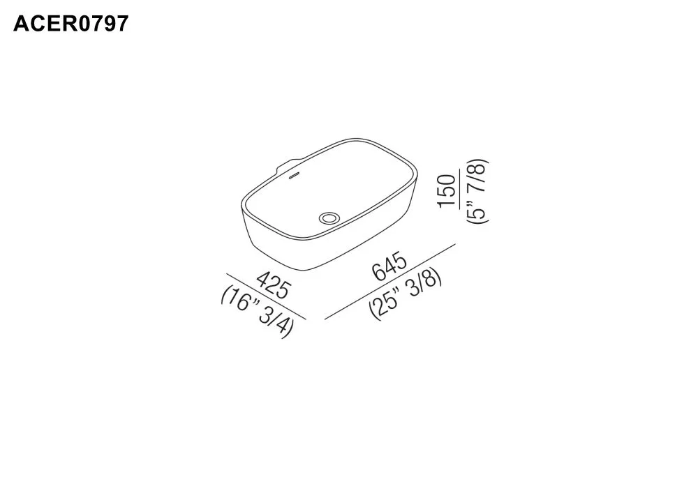 Agape NORMAL Aufsatzbecken aus Cristalplant®, Breite: 64,5cm, Tiefe: 42,5cm, Höhe: 15cm, weiß matt - ACER0797Z