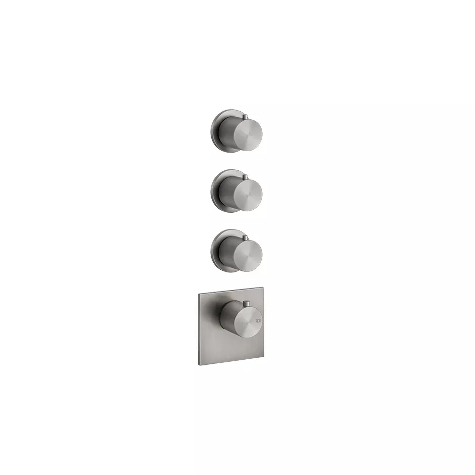 Gessi 316 Fertigmontageset für 3-Wege-Hochleistungsthermostat, horizontale/vertikale Wandmontage, edelstahl matt gebürstet - 54506239