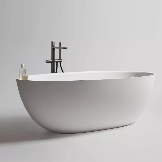 antoniolupi ECLIPSE SMALL freistehende Badewanne, 160x75x53cm, weiß matt, Ablaufgarnitur weiß matt-ECLIPSES