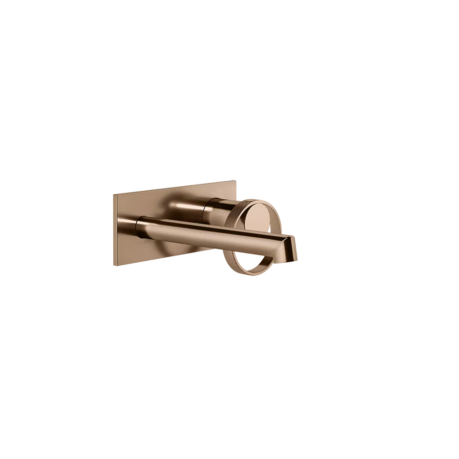 Gessi ANELLO Außenteil für Waschtisch-Einhebelmischer mit Auslauf zur Wandmontage, Ausladung: 130-160mm, mit rechteckiger Platte, ohne Ablaufgarnitur, kupfer PVD - 63388030 Gessi ANELLO Außenteil für Waschtisch-Einhebelmischer mit Auslauf zur Wandmontage, Ausladung: 130-160mm, mit rechteckiger Platte, ohne Ablaufgarnitur, kupfer PVD - 63388030
