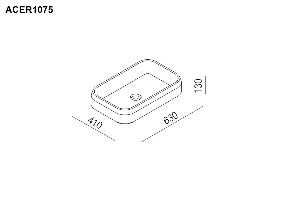 Agape LARIANA rechteckiges Aufsatzbecken mit abgerundeten Kanten, Breite: 63cm, Tiefe: 41cm, Höhe: 13cm, inklusive Ablaufgarnitur, weiß matt - ACER1075ZZ