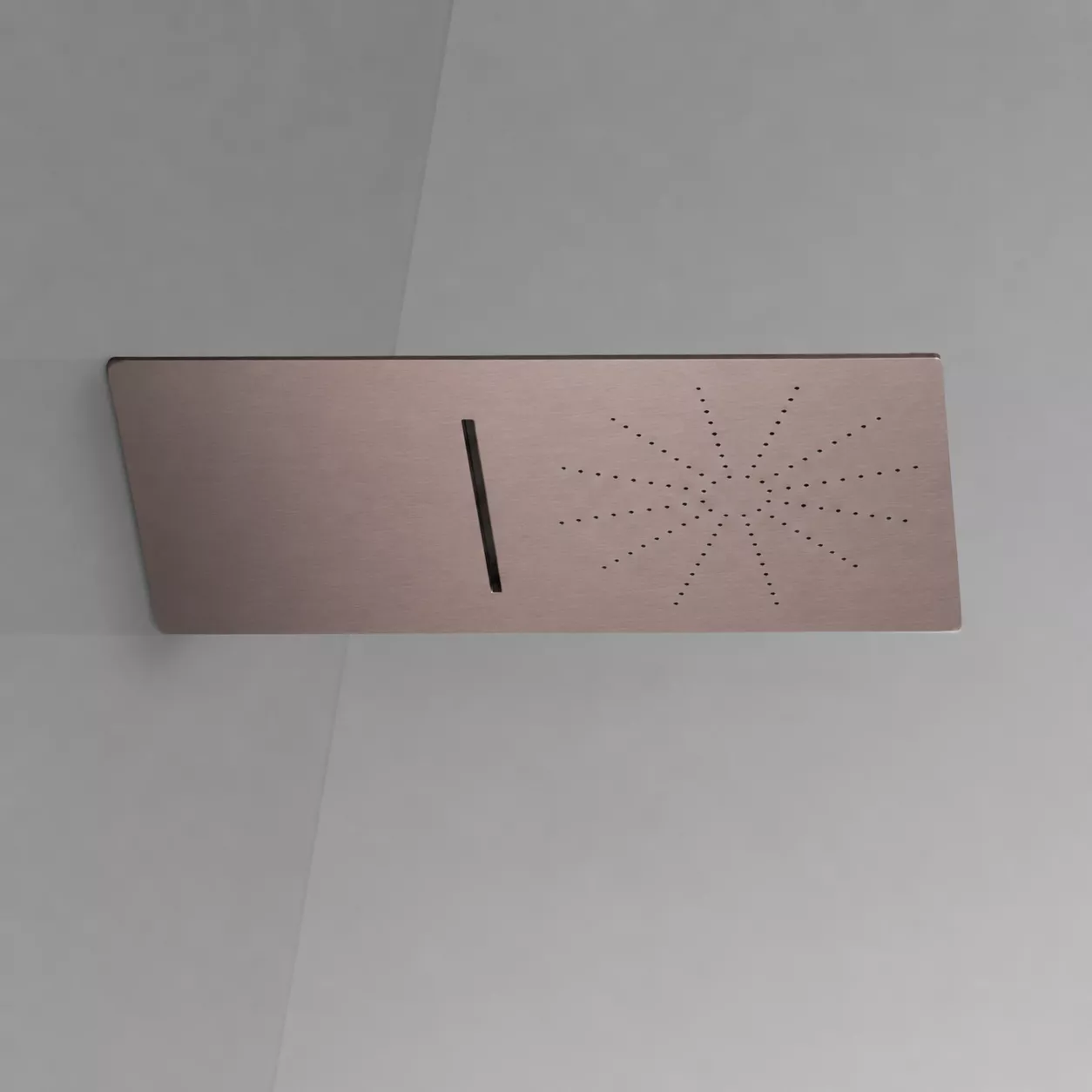 cea FRE294 2-Wege-Kopfbrause mit Regenstrahl und Wasserfallstrahl, Breite: 30cm, Tiefe: 55cm, bronze satiniert - FRE294ZS cea FRE294 2-Wege-Kopfbrause mit Regenstrahl und Wasserfallstrahl, Breite: 30cm, Tiefe: 55cm, bronze satiniert - FRE294ZS