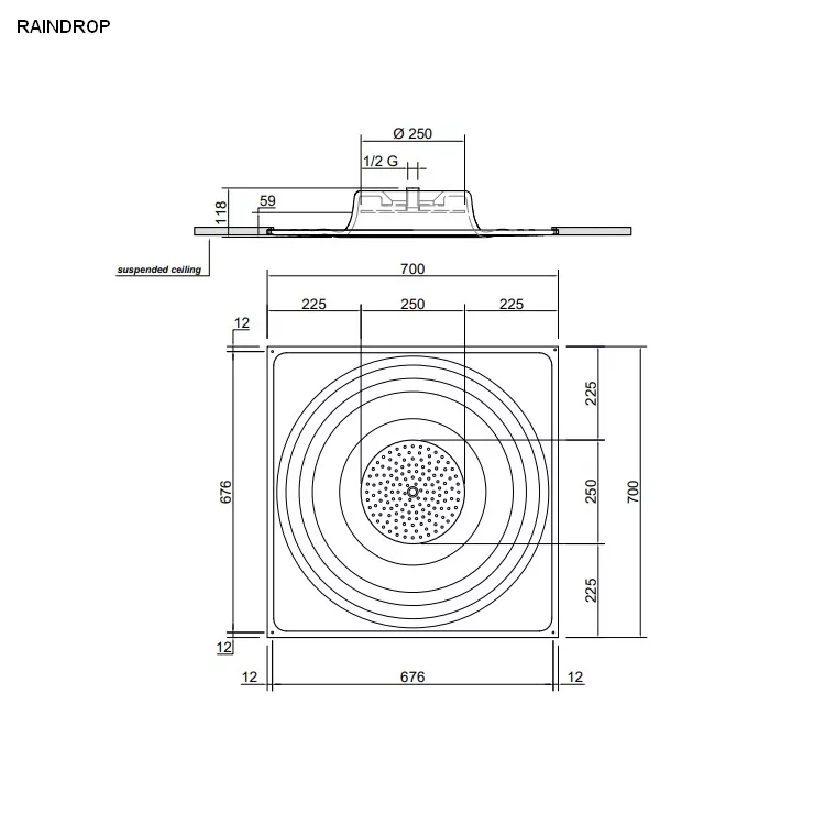 antoniolupi RAINDROP Decken-Einbaukopfbrause, D:25cm, weiß matt/edelstahl satiniert-RAINDROP