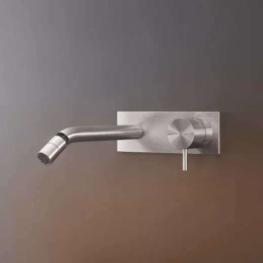 cea MIL 09 Wand-Waschtisch-Eingriffmischer mit beweglichem Perlator, Ausladung:165mm, edelstahl satiniert-MIL09S