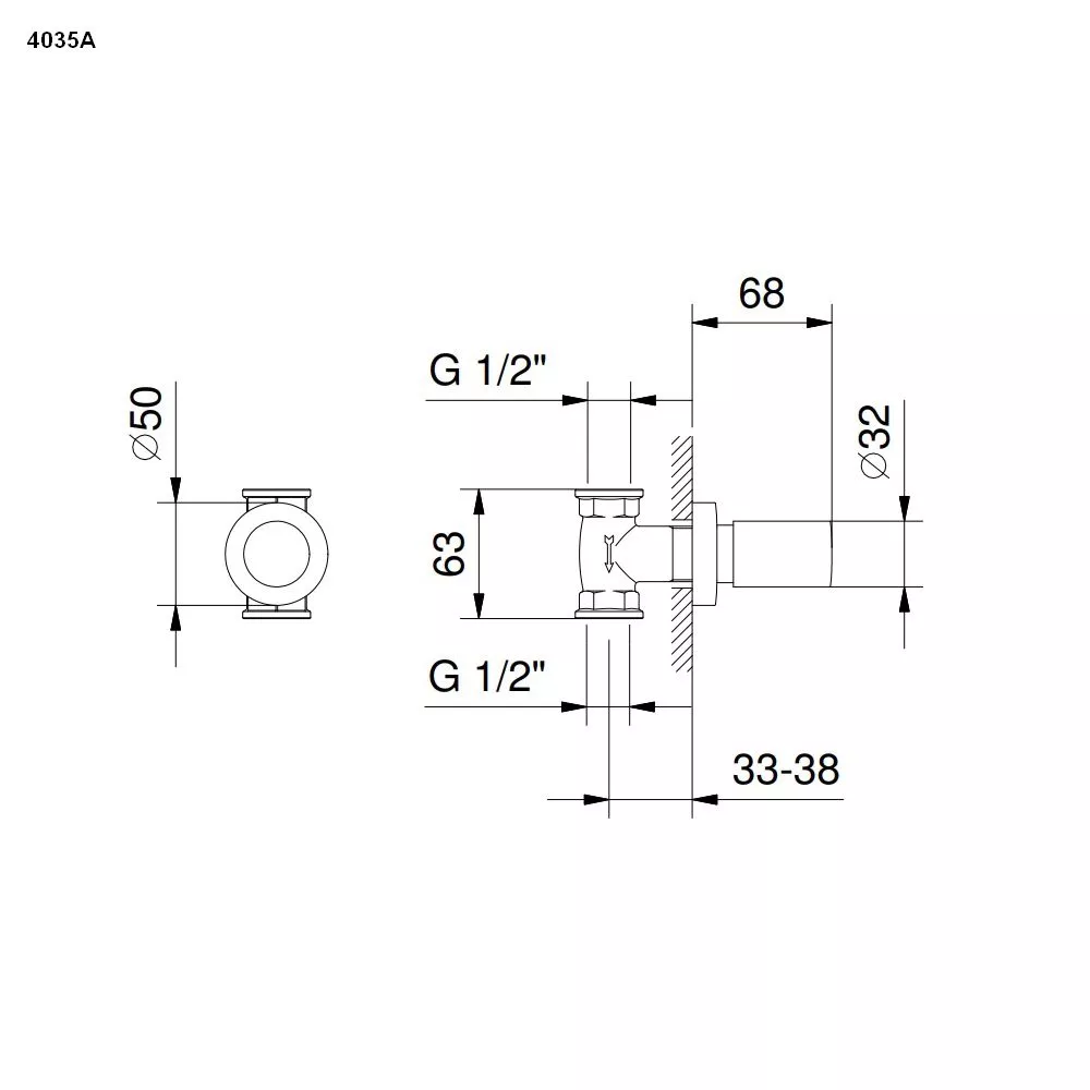 Fantini NOSTROMO Unterputz-Einbauteil-Absperrventil 1/2¨-19004035A