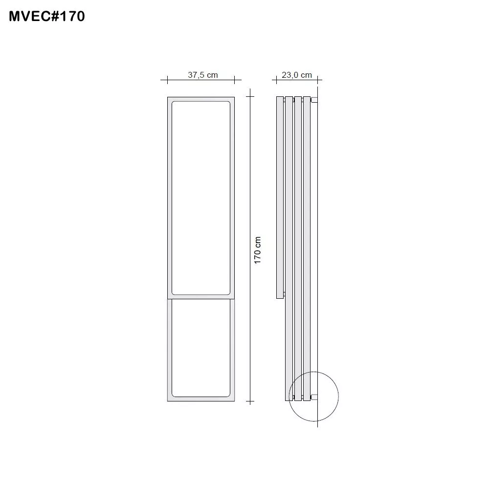 Tubes Radiatori MONTECARLO vertikaler elektrischer Handtuchwärmer, Breite: 37,5cm, Höhe: 170cm, lackiert nach Kategorie C3-MVEC#170-DIV-C3