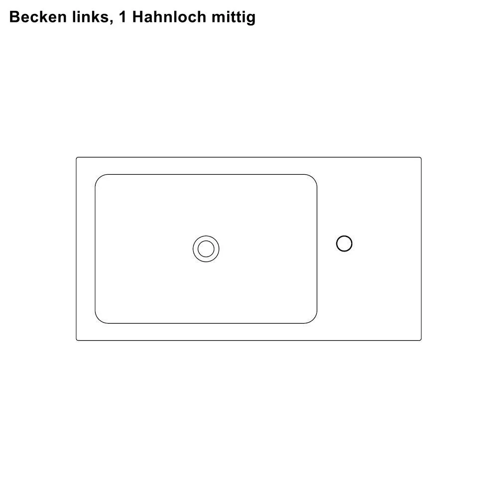 Agape 815 rechteckiges Wandbecken aus Cristalplant®, Breite: 80cm, Tiefe: 42,8cm, Höhe: 10cm, Becken links, mit 1 Hahnloch mittig, weiß matt - ACER0815084SCZ