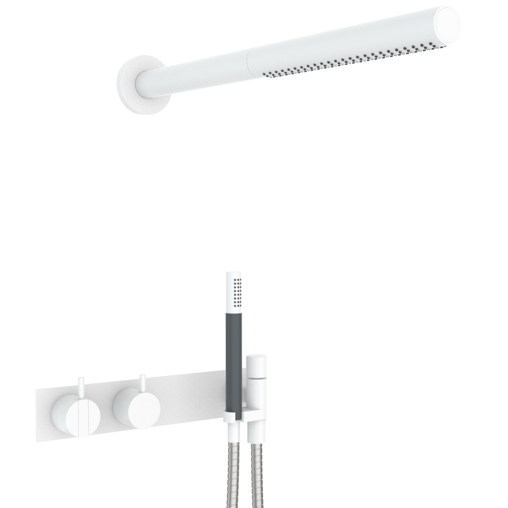 vola 2473-081ST Unterputz-Brause-Einhebelmischer mit 2-Wege-Umstellung mit Wand-Stabbrause 080ST, Hebel:25mm, weiß matt-2473-081ST-28