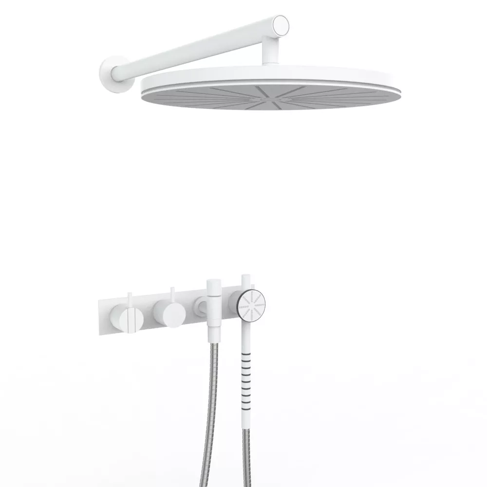 vola 2474S-061 Unterputz-Brause-Einhebelmischer mit 2-Wege-Umstellung, Wand-Regenbrause 060, Hebel:25mm, weiß matt-2474S-061-28
