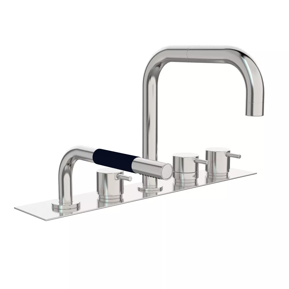 vola BK15 Wannen-Thermostat mit Brause für Fliesenbank, Ausladung:200mm, Hebel:25mm, chrom-BK15-16